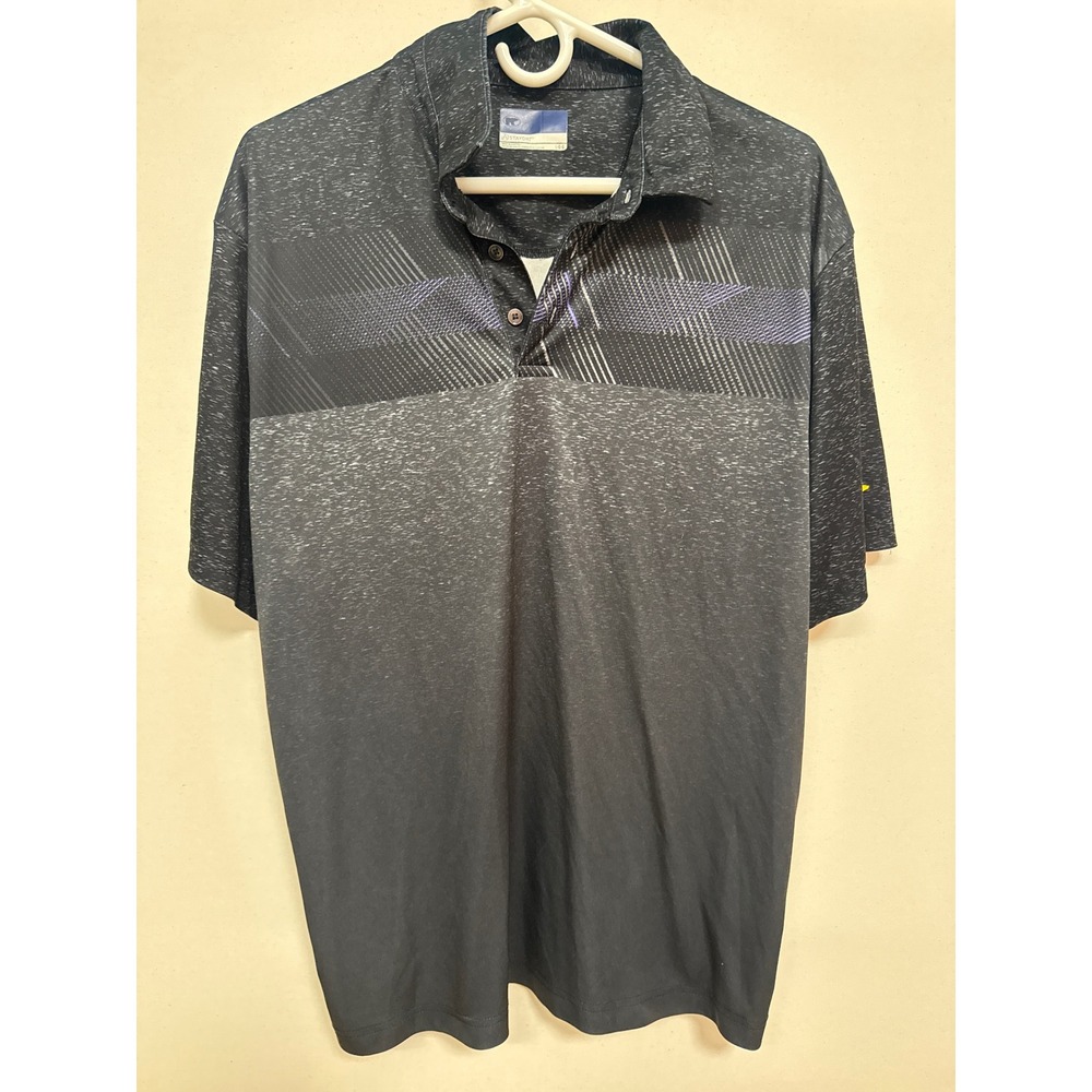 Jack Nicklaus StayDri Mens Large Black Space Dye Golf Polo Golden Bear Logo